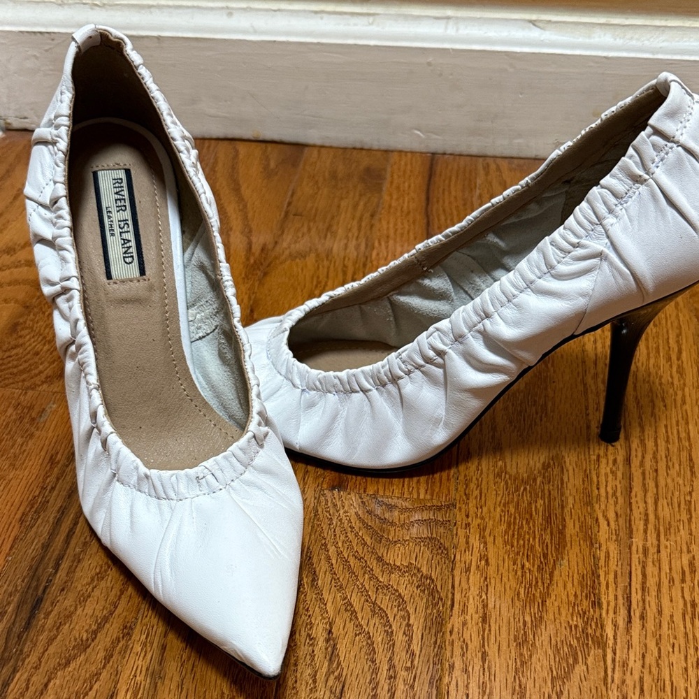 River Island Gathered White Stiletto Heels